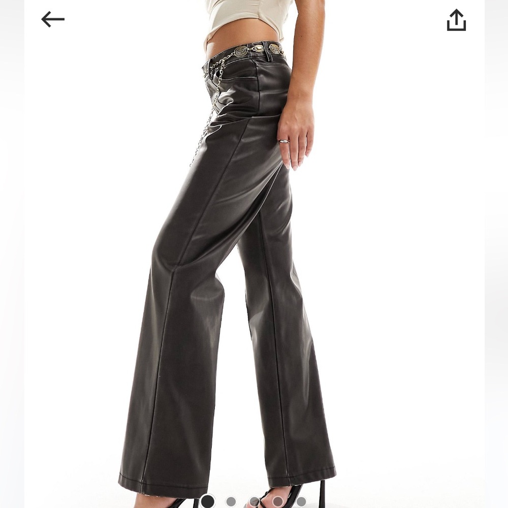 Faux Leather straight leg pants in washed black